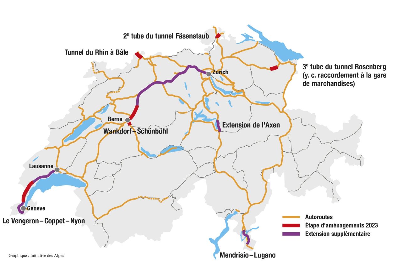 Aménagement autoroutier sans fin ? Les six projets de l'étape 2023 et les projets supplémentaires sur l'axe nord-sud risquent de n'être qu'un début.