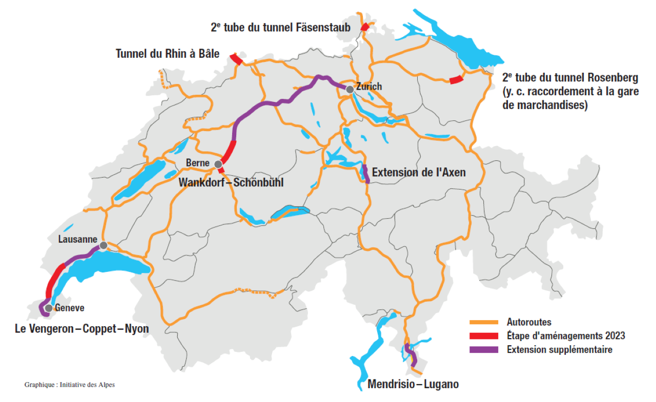 Aménagement autoroutier sans fin ? Les six projets de l'étape 2023 et les projets supplémentaires sur l'axe nord-sud risquent de n'être qu'un début.