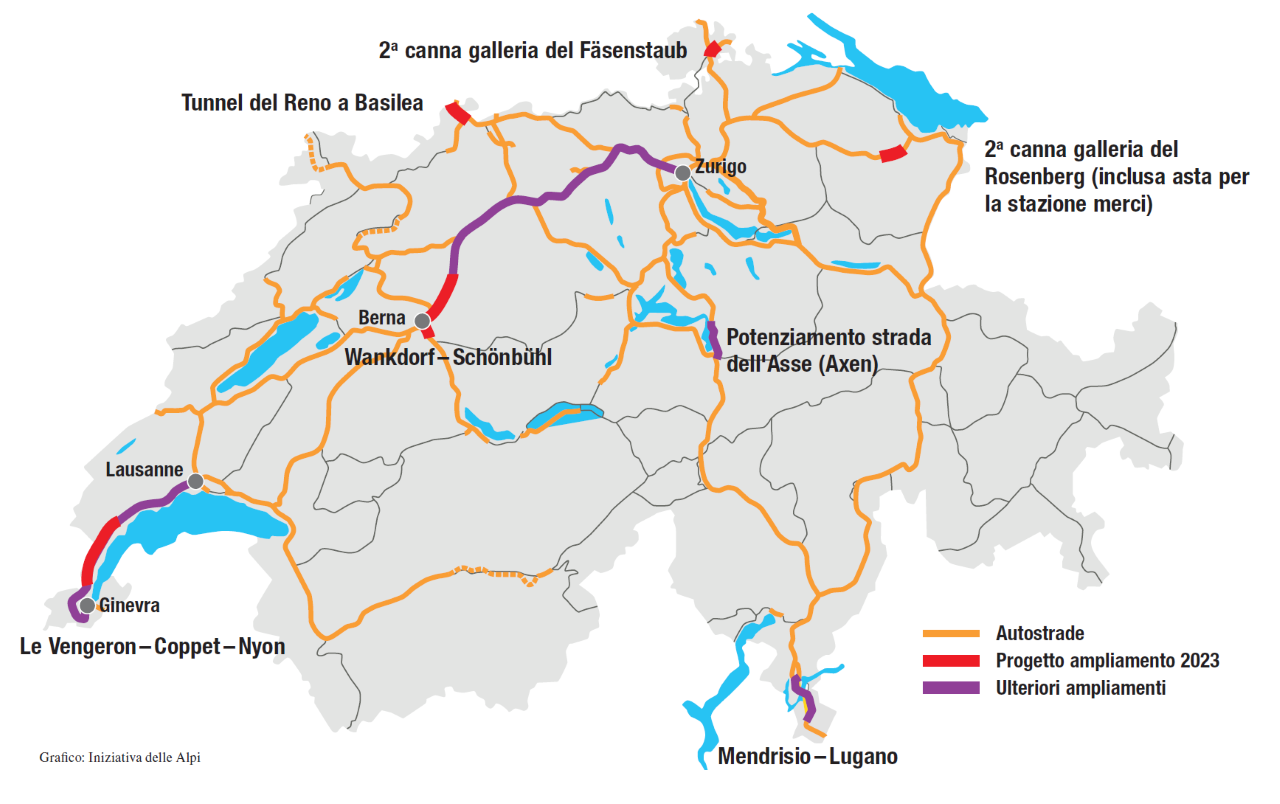 Infinita espansione autostradale? I sei progetti di ampliamento della fase 2023 e i progetti supplementari sull'asse nord-sud rischiano di essere solo l'inizio.